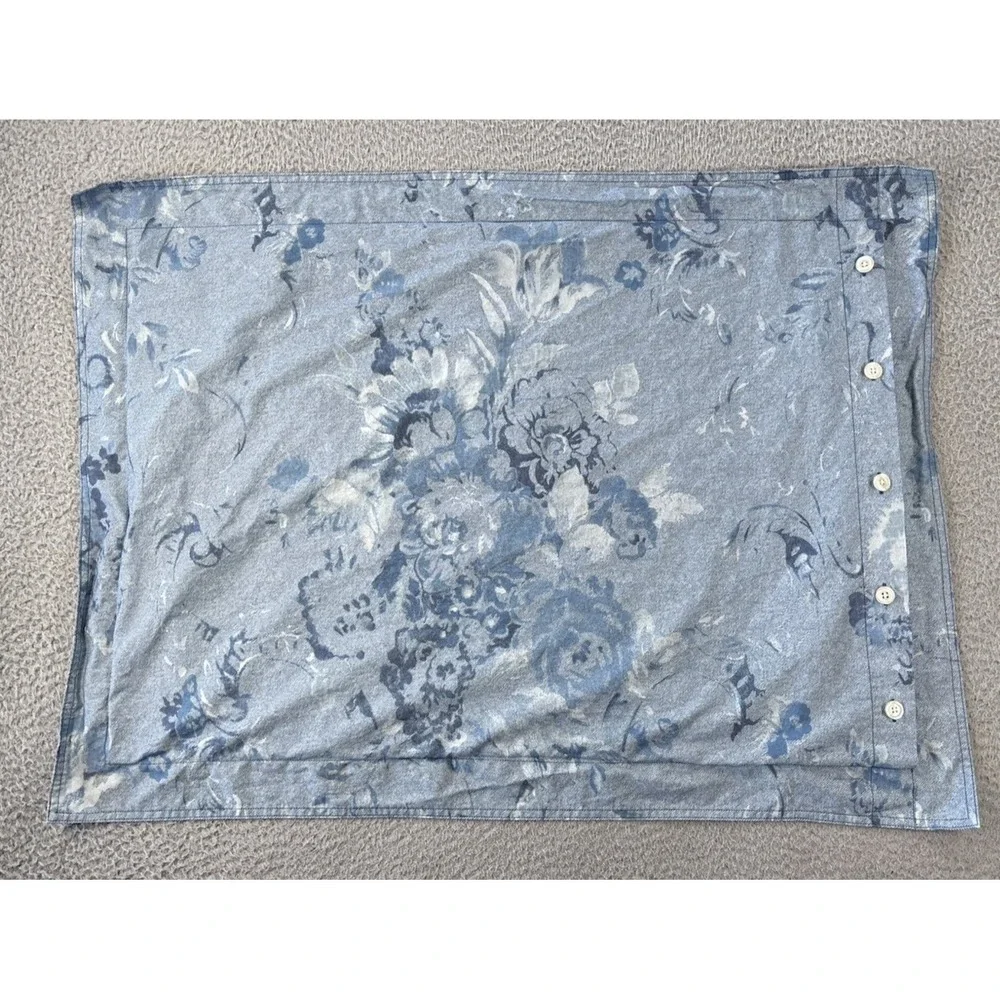Ralph Lauren Indigo Montauk Pillow Sham Standard Chambray Blue Floral Pillowcase